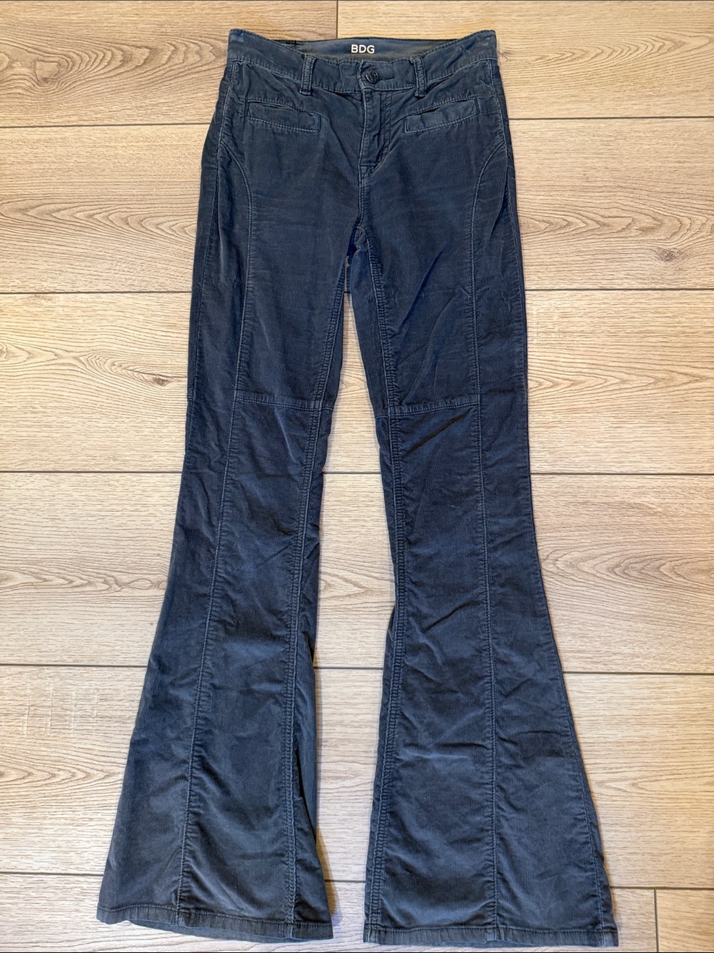 BDG Dark Gray Corduroy Flared Boot-Cut Pants